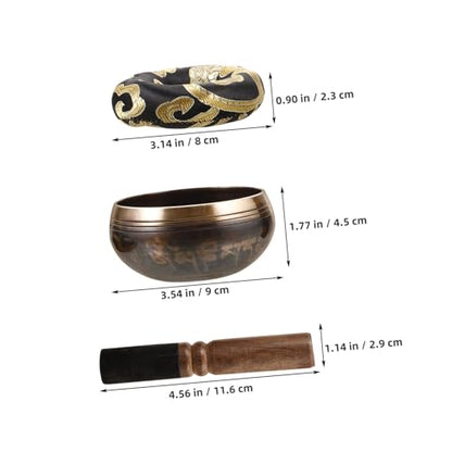 1set Meditation Singing Bowl Handcrafted Sound Bowl Mallet Cushion for Mindfulness Spiritual Practices Decorative for Home Decor