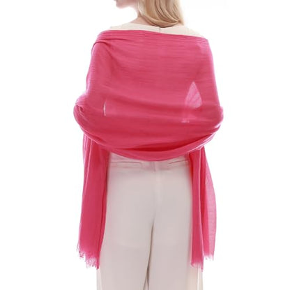 RIIQIICHY Scarf for Women Lightweight Solid Color Long Fashion Gauze Scarves Shawl Wrap - color: Rose