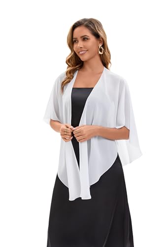 Baoqiya Chiffon Shawl Evening Scarf Shawls and Wraps for Women Wedding Party Bridal Scarves Cover Ups - color: Ivory
