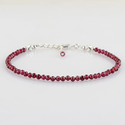 Natural Gemstone Beaded Bracelet, Microfaceted Crystals, Handmade Dainty Jewelry, Bohemian Plated Bracelet-Gift - style: Garnet Gemstone