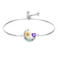 925 Sterling Silver Moon and Sun Star Adjustable Link Bracelet for Women with 12 Month Birthstone Birthday Jewelry - style: 02 - Feb.