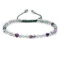 Keleny Natural Gemtones 4mm Round Beads Crystal Adjustable Braided Macrame Tassels Bracelets Unisex - color: Green AA Grade Clear Fluorite