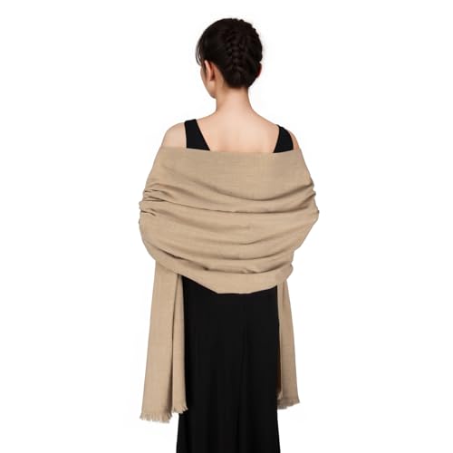 Pashmina shawls and wraps for Evening Dresses Scarf for Women Winter Shawl Wraps for Women Weedings - color: Light Camel