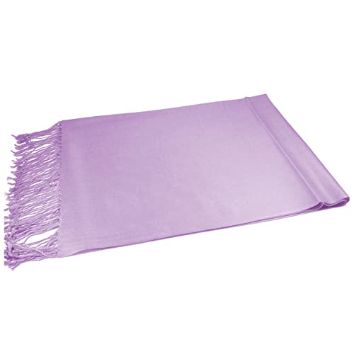 Glory Max Women Large Soft Silky Pashmina Shawl Wrap Scarf in Plain Solid Colors - color: Lavender