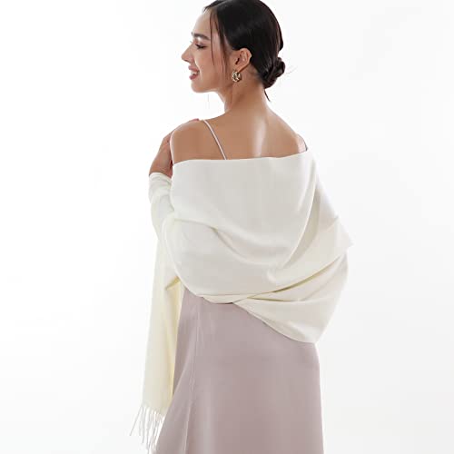 RIIQIICHY Winter Scarfs for Women Pashmina Shawls Wraps for Evening Dresses Large Warm Soft Scarves - color: Ivory