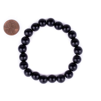Wood Bead Bracelet - color: Black, size: Large Beads