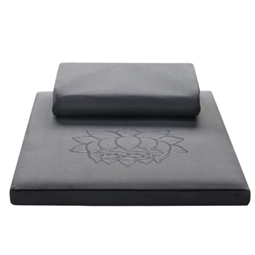 Portable Foldable Meditation Cushion Mat Set with Washable Cotton Linen Cover, Larger Yoga Mat Bolster Floor Pillows Seating for Adults Meditation Accessories grey-70cm - color: Gray, size: 70cm