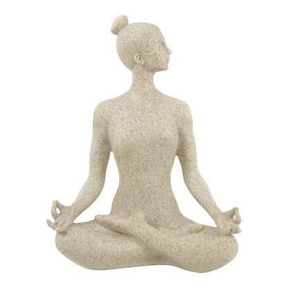 SIMON'S SHOP Yoga Statues, Yoga Lady Sculpture, Beige Meditation Yoga Figurines for Shelf Table Mantel Decor, Decorative Pieces for Zen Garden Yoga Studio, 9.5 inch Tall