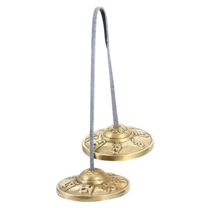 1pair Yoga Cymbals Meditation Bells for Sound Healing and Mindfulness for Meditation Practice and Musical Performance Six-word Design