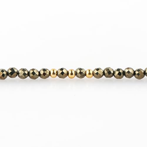 Natural Gemstone Beaded Bracelet, Microfaceted Crystals, Handmade Dainty Jewelry, Bohemian Plated Bracelet-Gift - style: Pyrite-Stone
