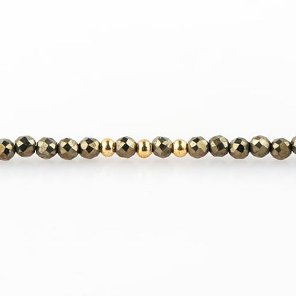 Natural Gemstone Beaded Bracelet, Microfaceted Crystals, Handmade Dainty Jewelry, Bohemian Plated Bracelet-Gift - style: Pyrite-Stone