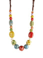 MINACHI Hippie Boho Colorful Ceramic Round Beads Strand Necklace, Bohemian Fashion Statement Jewelry Gift for Women - color: S07