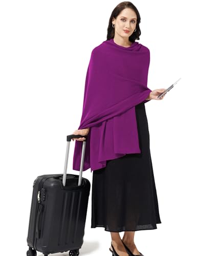 Soft Cashmere Blend Wrap Chic Scarf Stole for Women Wayfarer Travel Extra Large 87"x28" - color: Radish Purpel