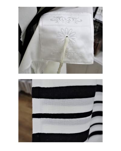 100% Wool Kosher Mehudar Badats Traditional Tallit Prayer Shawl, Tallit with a super elegant look - color: With Black Stripes, size: Size 60 - 75 X 55 Inch