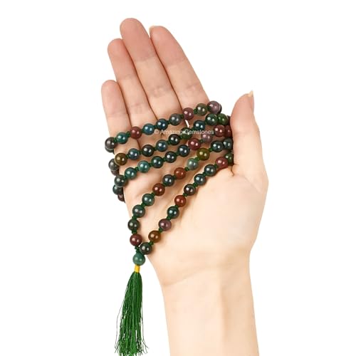 Amazing Gemstone Bloodstone Mala Knotted - color: Bloodstone, style: Knotted