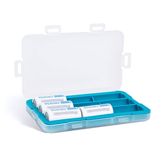 JJC Silicone Interior Battery Case Holder Organizer, PP Battery Storage Box for 9pcs CR123 / CR123A / CR17345 / 16340 Batteries, Water-Resistant with 4 Snap Latch for Secure Protection - color: For CR123 Battery