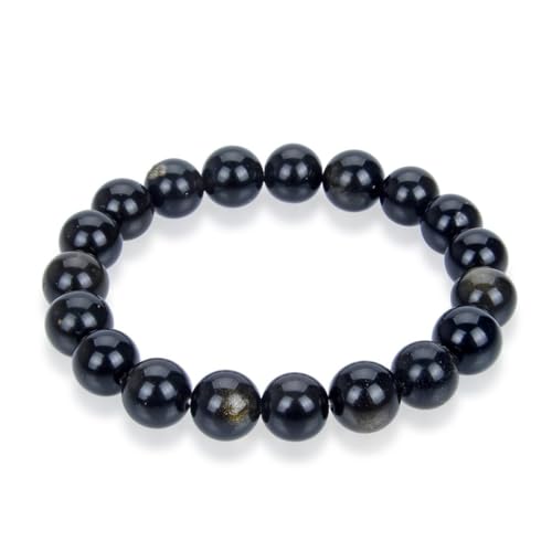 Adabele 1pc Natural Stretch Gemstone Bracelet 10mm (0.39") Bead 7 Inch to 8.5 Inch Healing Crystal Energy Quartz Chakra Jewelry Women Birthday Unisex Gift - color: Golden Obsidian, size: 7 inch