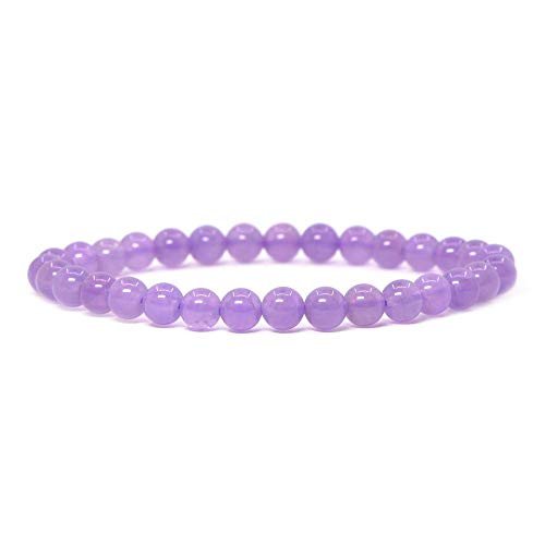 Justinstones Gem Semi Precious Gemstone 6mm Round Beads Stretch Bracelet 6.5 Inch - color: A Grade Lilac Amethyst