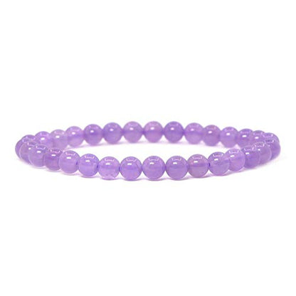 Justinstones Gem Semi Precious Gemstone 6mm Round Beads Stretch Bracelet 6.5 Inch - color: A Grade Lilac Amethyst
