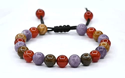 Amazing Gemstone Bracelet for Teens - Yellow Jasper Lepidolite Carnelian Bracelet Set for Men Women Healing Calming Anxiety Stress Relief Gifts Pulseras Para Hombres Mujer (Adjustable) (Teenagers) - color: Teenagers