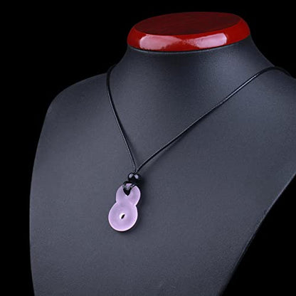Infinity Necklace - Sea Glass Jewelry - Positive Vibes Collection - Cute Meditation Crystals - Spiritual Gifts for Yoga Lovers - High Vibration Tibetan Symbols - Cool and Trendy Good Luck Amulets - color: Pastel Pink Sea Glass Crystal