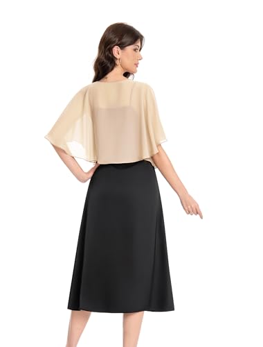 Baoqiya Capelets for women Chiffon Cape Soft Shawls and Wraps Wedding Capes 1920s flapper Cover Up - color: Champagne