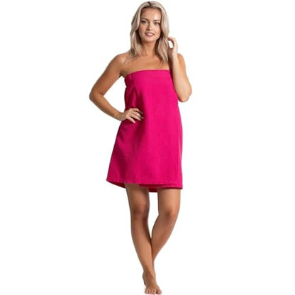 Women's Waffle Weave Spa Wrap - Lightweight, Breathable, One-Size-Fits-Most (29" Long) - color: Hot Pink