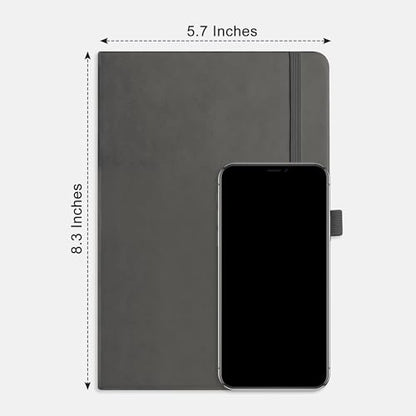 RETTACY Graph Grid Paper Notebook, 192 Pages, A5 Medium Size (5.7'' x 8.3''), 5 Squares per Inch, Leather Hardcover, 100 GSM Thick Paper, for School, Students, Math, Engineering (Gray) - color: Gray, style: Grid