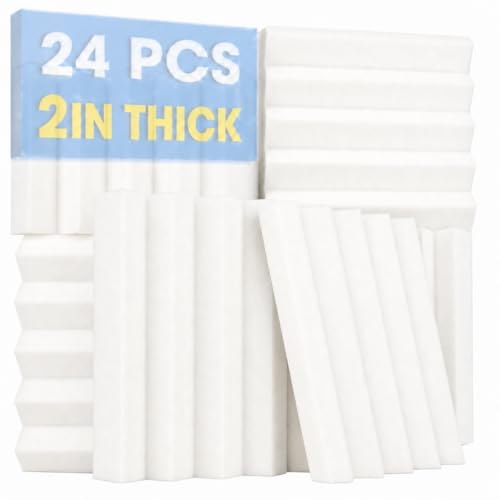 24 Acoustic Panels Wedge Sound Absorbing Acoustic Treatment Tiles 10x10x1inches Studio Noise Cancellation 26kg/m3 High Density Acoustical Walls Dampening Foam Fire Retardant AZ1134 White - color: Pearl White, size: 24 Pieces - 10x10x2 in