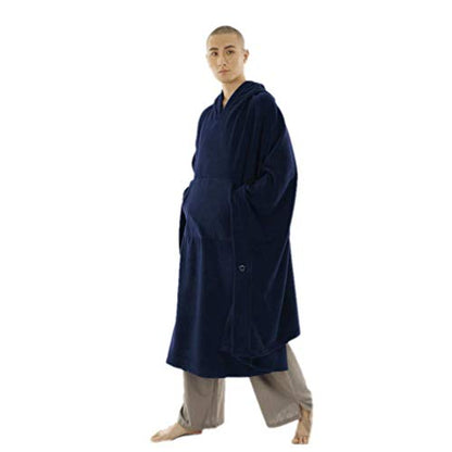 Meditation Buddhist Hooded Cloak Coat Women Men Outfit Oversize Coat - color: Blue, size: Medium