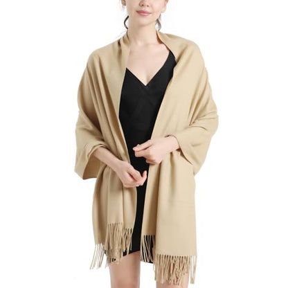 Pashmina Scarf and Shawl - Soft Women Pashminas Wrap for Wedding Evening Party dresses - color: N#. Khaki
