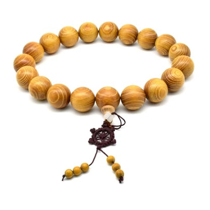 Zen Dear Natural Golden Sandalwood Mexican Bocote Mala Prayer Bead Bracelet Link Wrist Necklace Mala Beads - style: 25mm 19 beads