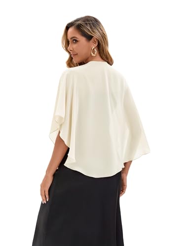 Baoqiya Chiffon Shawl Evening Scarf Shawls and Wraps for Women Wedding Party Bridal Scarves Cover Ups - color: Pale Champagne
