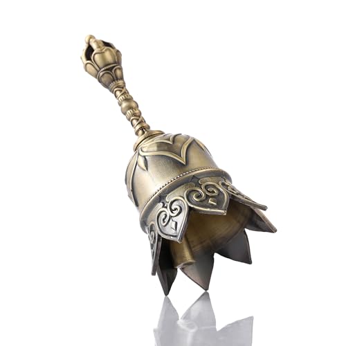 Super Loud Brass Hand Call Bell for Ringing at Wedding, Lotus Hand Bells for Seniors Bedside, Teacher Classroom Bell Dinner Bell Tibetan Bells Meditation Bell, Gift for Bedridden Mom(Bronze)