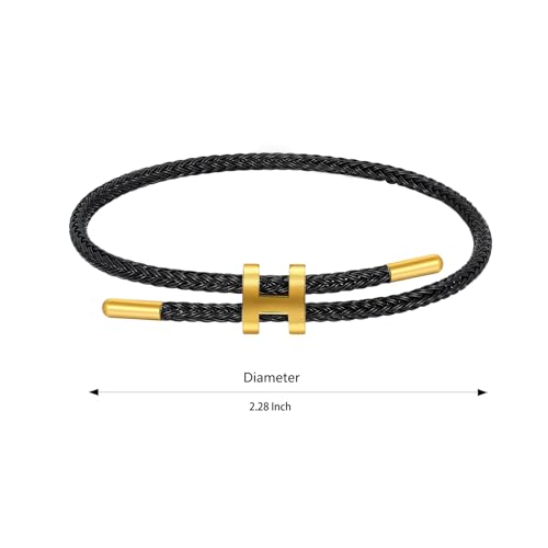 Bracelets for Women Adjustable Charm Bracelet, 18k Gold-plated Buckle Design Titanium Steel Wire Rope Women's Gift Jewelry - color: Black