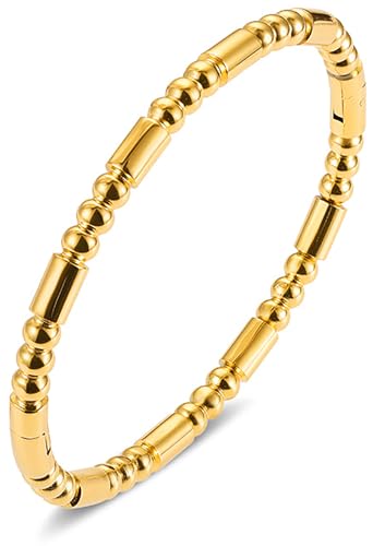 Stainless Steel Bamboo Design Bracelet Titanium Steel Bangle - color: Square Gold