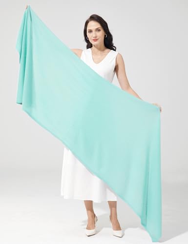 Soft Cashmere Blend Wrap Chic Scarf Stole for Women Wayfarer Travel Extra Large 87"x28" - color: Celeste
