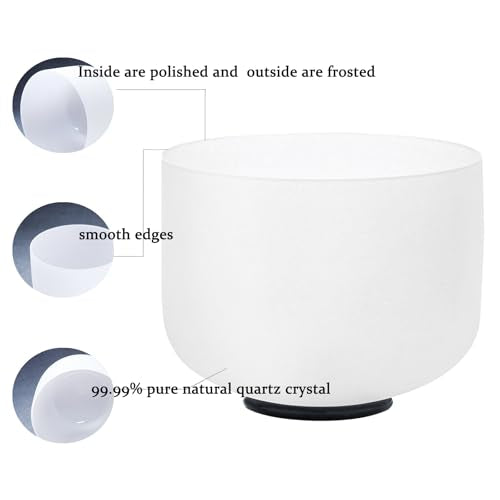 Hye-eun 432Hz White Frosted Crystal Singing Bowls Set 7-12Inch 7PCS Quartz Chakra Sound Bowls for Meditation Sound Healing Yoga Reiki with 2 Purple Carrying Bags - color: 7-12inch 432hz White 7pcs