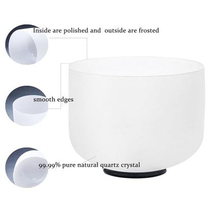 Hye-eun 432Hz White Frosted Crystal Singing Bowls Set 7-12Inch 7PCS Quartz Chakra Sound Bowls for Meditation Sound Healing Yoga Reiki with 2 Purple Carrying Bags - color: 7-12inch 432hz White 7pcs