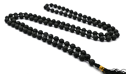 Amazing Gemstone Lavastone Mala Beads - 108 Prayer Beads for Meditation and Mindfulness Practice, Handcrafted Mala Beads with Natural Gemstones for Spiritual Healing and Relaxation (Knotted) - color: Lava Stone, style: Knotted