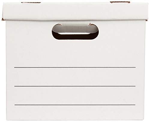 Amazon Basics Storage/Filing Boxes with Lift-Off Lid, Letter/Legal Size, Collapsible, Tape-Free Assembly, White, 16.2" L x 12.5" W x 10.5" H, 20-Pack - style: Standard 20-pack