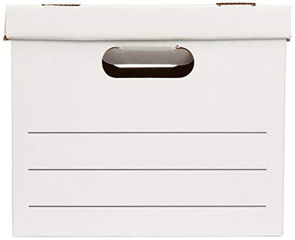 Amazon Basics Storage/Filing Boxes with Lift-Off Lid, Letter/Legal Size, Collapsible, Tape-Free Assembly, White, 16.2" L x 12.5" W x 10.5" H, 20-Pack - style: Standard 20-pack