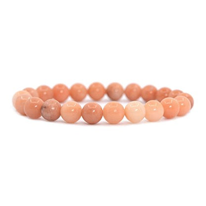 Justinstones Gem Semi Precious Gemstone 8mm Round Beads Stretch Bracelet 7 Inch Unisex - color: Peach Aventurine