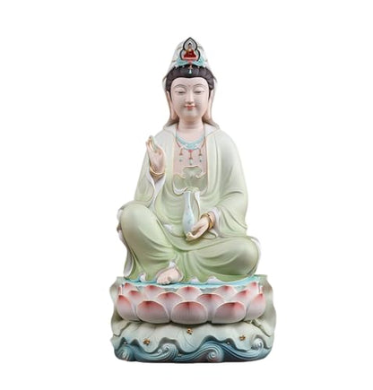 Top Ceramic Guan Yin Statue - Handmade Quan Yin, Kwan Yin, Quan Am, Kuan Yin for Meditation Altar, Female Buddha Statue - Goddess of Mercy and Compassion, Chinese Decor, Chinese Gifts