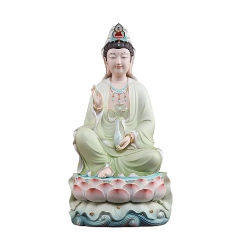 Top Ceramic Guan Yin Statue - Handmade Quan Yin, Kwan Yin, Quan Am, Kuan Yin for Meditation Altar, Female Buddha Statue - Goddess of Mercy and Compassion, Chinese Decor, Chinese Gifts