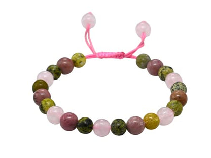 Amazing Gemstone Love Manifestation Bracelet - Serpentine Rhodonite Rose Quartz Bracelet Set for Men Women Healing Calming Anxiety Stress Relief Gifts Pulseras Para Hombres Mujer Stuffer (Adjustable) - color: Love