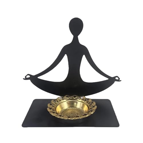 Fenteer Yoga Holder Burner Decorative Iron Art Abstract Figure Table Centerpiece Desktop Ornament for Living Room SPA, Style B