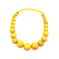 COLORFUL BLING Ethnic Natural Wood Beads Necklace for Men Women Africa Wooden Chain Chunky Strand Necklace Statement Hip Hop Jewelry - color: yellow short