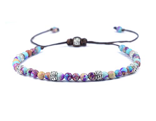 Boho Wrap Bracelet for Women, Handmade Natural Imperial Jasper Multi-Layer Stone Beaded Bracelet, Bohemian Healing Crystal Stone Jewelry Gifts - color: Purple Jasper