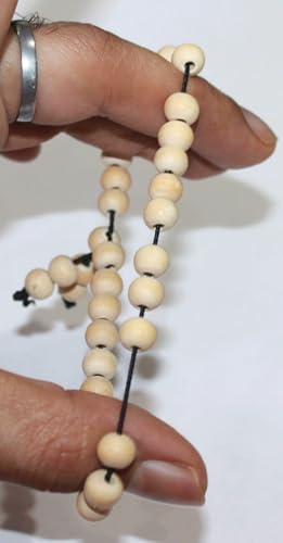 IS4A White Tulsi Beads Sumarni Bracelet Elastic Barcelet 27+1 8mm Holy Tulsi Beads Mala Rosray